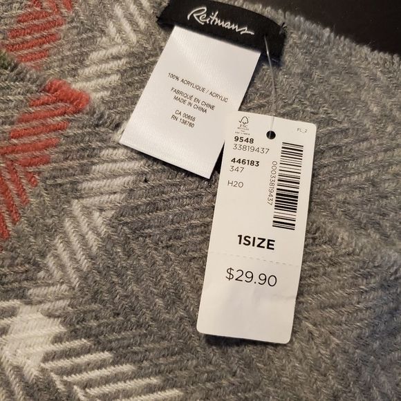 🌺 3/25 Acrylic scarf, pink and gray pattern - Picture 3 of 6